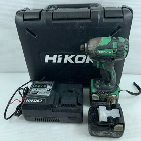 κκ【中古】HITACHI 日立 インパクトドライバ　 充電器・充電池2個・ケース付 コードレス式 14.4v WH14DDL2 グリーン Cランク