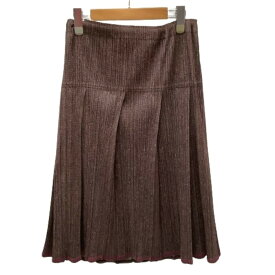 ♪♪【中古】ISSEY MIYAKE イッセイミヤケ PLEATS PLEASEスカート ネップツイード転写柄 変形 PP12-JG267 ブラウン Bランク