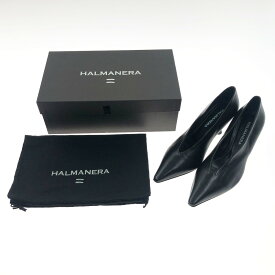 〇〇【中古】HALMANERA 靴 パンプス サイズ36 ブラック Vカットポインテッドピンヒールパンプス Sランク