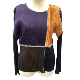 ♪♪【中古】ISSEY MIYAKE イッセイミヤケ PLEATS PLEASE カットソー SIZE 3 PP43-JK774 パープル Bランク