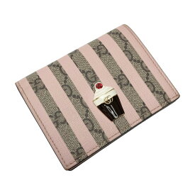 ☆☆【中古】GUCCI グッチ GGスプリーム 2つ折り カードケースウォレット 701489 ピンク アイスクリーム 財布 Bランク