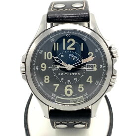 〇〇【中古】HAMILTON ハミルトン カーキ コンサベーション GMT ハリソンフォード モデル 自動巻き 腕時計 H775650 シルバー x ブラック Bランク