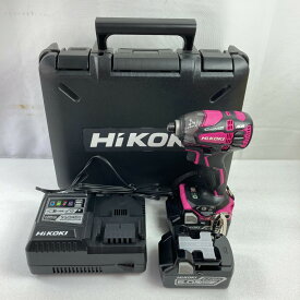 ＊＊【中古】HiKOKI ハイコーキ 18V コードレスインパクトドライバ (バッテリ2個・充電器・ケース付） WH18DDL2 2LYPK(R) パワフルレッド Sランク