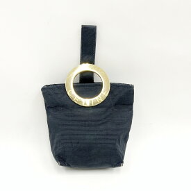 〇〇【中古】CELINE セリーヌ サークルロゴ ミニポーチ カバン 化粧ポーチ ナイロン ブラック Dランク