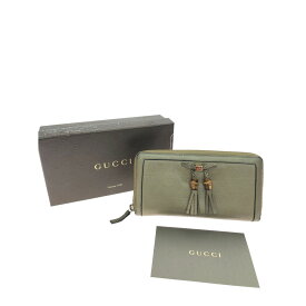 ▼▼【中古】GUCCI グッチ レディース長財布 ラウンドファスナー タッセル バンブー リボン 269991・0416 ベージュ Bランク