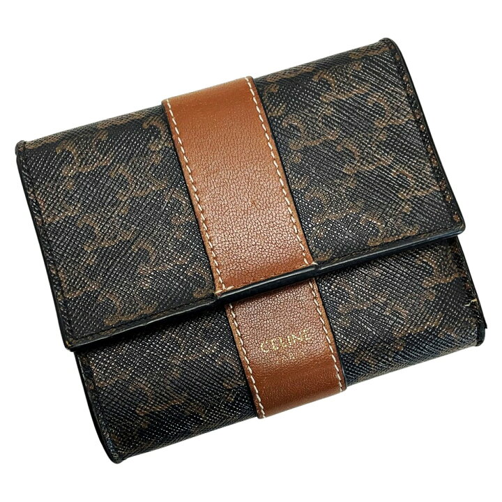 楽天市場】【中古】CELINE セリーヌ トリオンフ ブラウン 3つ折り財布 