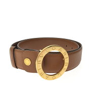 ▼▼【中古】BVLGARI ブルガリ メンズ ラウンドロゴバックル ベルト レザー キャメル 80-90cm ライトブラ…
