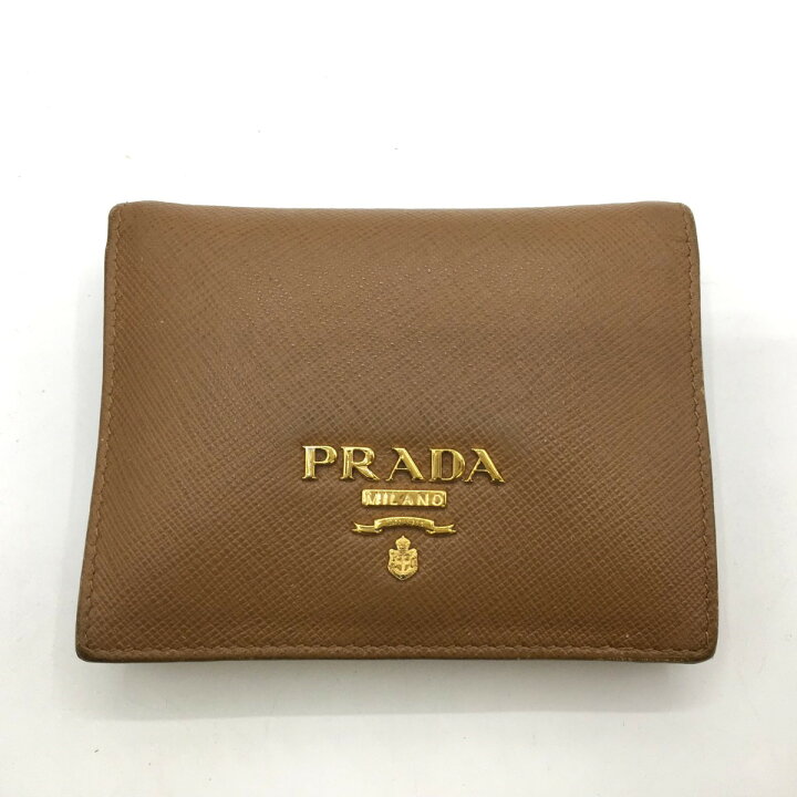 □中古□ プラダ 二つ折り 財布 ウォレット サフィアーノ メタル  