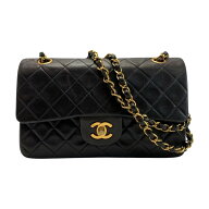 ☆☆【中古】CHANEL シャネル マトラッセ ダブルフラップ ラムスキン ブラック チェーンショルダーバッグ…