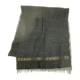 ◆◆【中古】FENDI フェンディ マフラー ストール ロゴ ブラック 黒 レディース Bランク