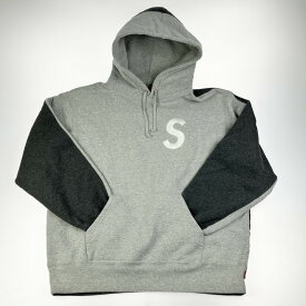 ▽▽【中古】Supreme シュプリーム パーカー 21AW S Logo Split Hooded Sweatsshirt グレー×ライトグレー Mサイズ Bランク
