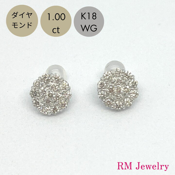 楽天市場】ピアス ダイヤモンド 1.00ct 18金 ホワイトゴールド 
