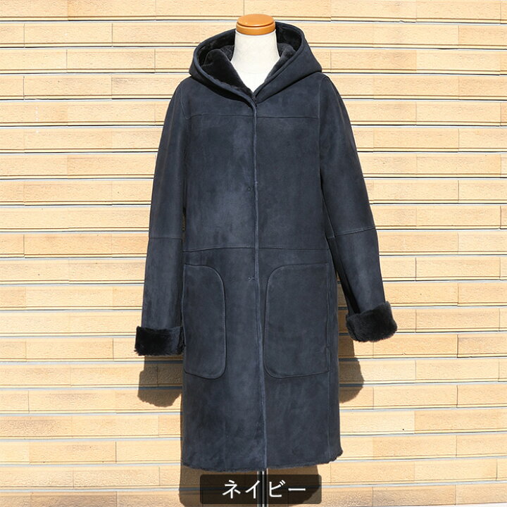 楽天市場】ムートン アウター ムートンメリノ フード付き ロング  