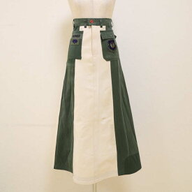 オリジナル　Aラインスカート（モスグリーン色、アイボリー2色タイプ）10