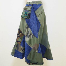 オリジナル　マーメイドスカート　ミックス(デニム、迷彩柄、モスグリーン色）38