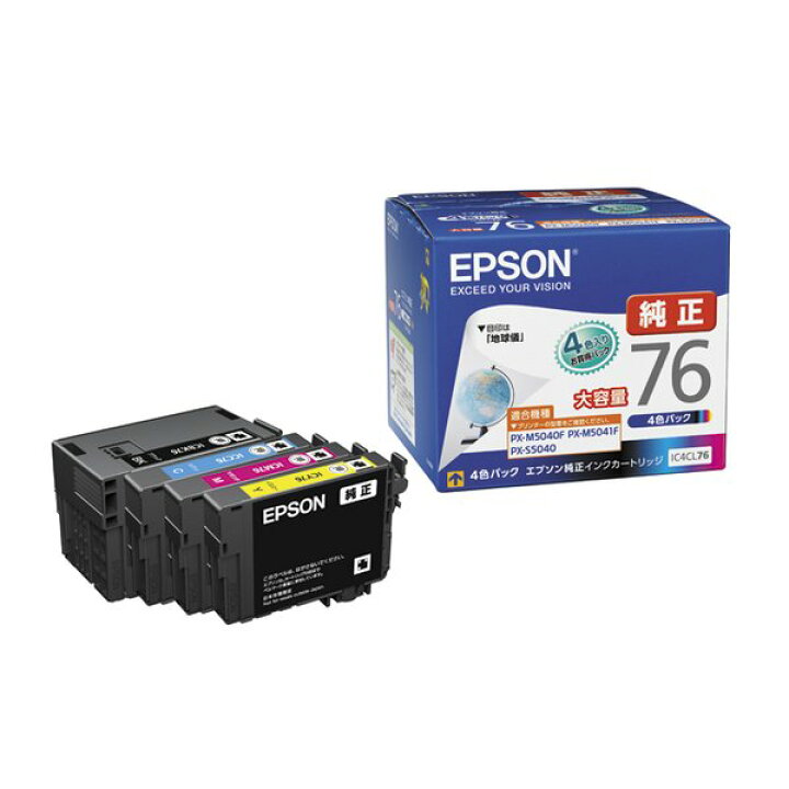 楽天市場】インクカートリッジ IC4CL76 4色パック EPSON 純正品 JAN  
