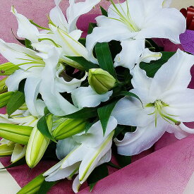 白百合 ゆり 花束 お祝 誕生日 歓送迎会 父の日 結婚式 お供え 仏事 ご供養