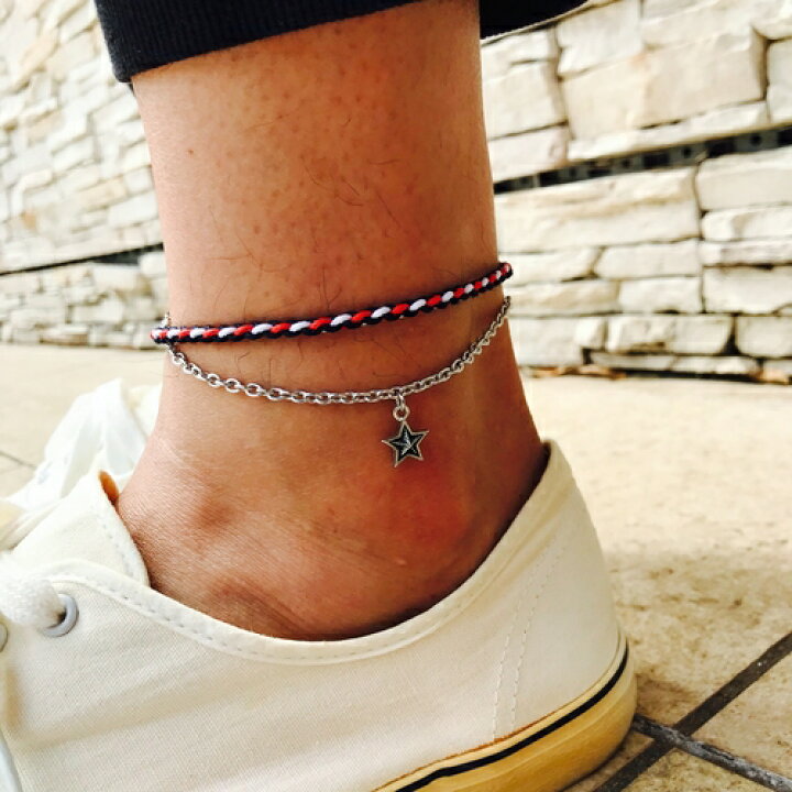 アンクレット メンズ シンプル ラメ 3連 2本セット プレート ゴールド シルバー レディースアンクレット メンズアンクレット