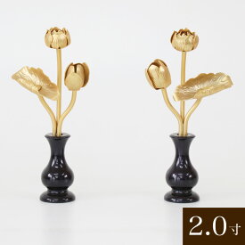 【スーパーSALE！10%OFF】真鍮 金色常花（花立て付き）【2寸】高さ12cm仏具 常花 仏壇 常花