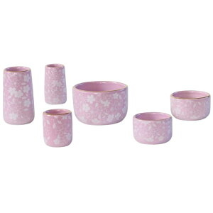 陶器仏具6点セット「コスモス」 六具足 さくら柄 仏具セット 仏具 モダン 仏具セット 香炉 火立て 花立て 仏器 茶器 線香差し 赤 青 緑 茶色 紫 桜 花柄