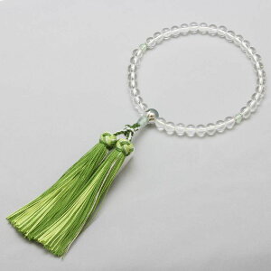 (在庫限り)女性用 高級念珠・数珠 本水晶 緑螢石仕立 銀花かがり房(LG-004)/女性 数珠 念珠 高級数珠 本格数珠 数珠 女性用