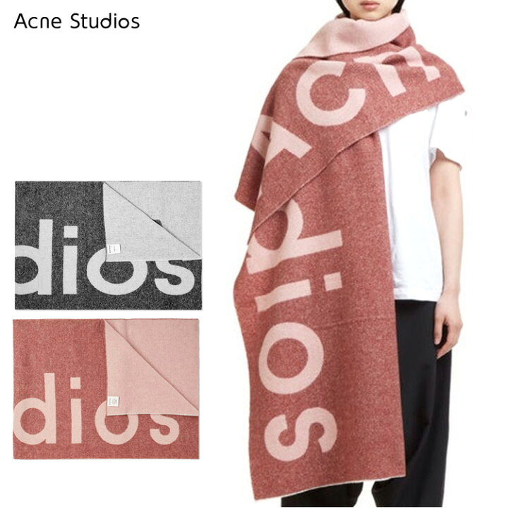 楽天市場 ポイントup クーポン マフラー メンズ ブランド レディース ストール 大判 アクネ ストゥディオズ Acne Studios Toronty Logo Wool Blend Scarf リバーシブル ロゴ プレゼント Roastery