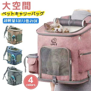 ペットキャリーバッグ リュック L 折りたたみ 猫用キャリー ネコ ペットバッグ ペットリュック ペット用リュック 散歩 電車 ドライブ お出かけ 避難 軽量 コンパクト バッグ 犬 小型 中型犬