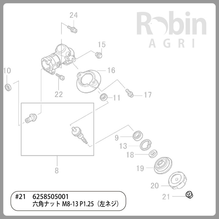 楽天市場 ラビット Rabbit 刈払機 純正 部品 六角ナット 左ねじ M8 13 刈刃締付 草刈機 ロビン ラーニー マキタ Robin Ranee Makita G40 040 040 ロビンアグリ 楽天市場店