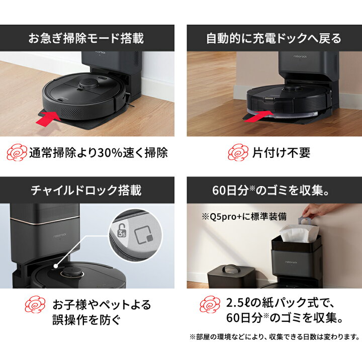 楽天市場】Q5 Pro+ ロボット掃除機 ロボロック Roborock 水拭き お掃除 