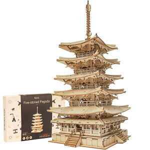 【全店10%OFFクーポン発行 18:00〜】立体パズル ウッドパズル 3Dウッドパズル 五重塔 大人 子供 Rolife 対象年齢8+ 親子 DIY オルゴール 誕生日 プレゼント ギフト 説明書付き TGN02