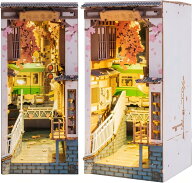 rolife ブックヌック キット 立体パズル 木製 3D ウッドパズル diy キット LED付き 桜の電車 桜咲く駅の…