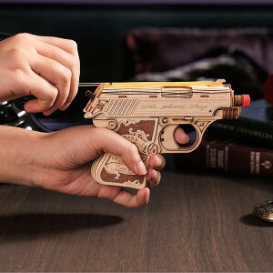 ROKR 立体パズル 木製 輪ゴムピストル 男の子 入園祝い クリスマス プレゼント 組み立てキット DIY銃 知育 おもちゃ 専門道具不要 接続剤不要 3D立体パズル 木製 DIY銃ラバーバンド銃 誕生日 大