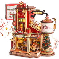 【全店5％OFFクーポン発行】立体パズル 3D木製パズル ROKR ギフト工場 光の効果と音楽付き クリスマスツ…