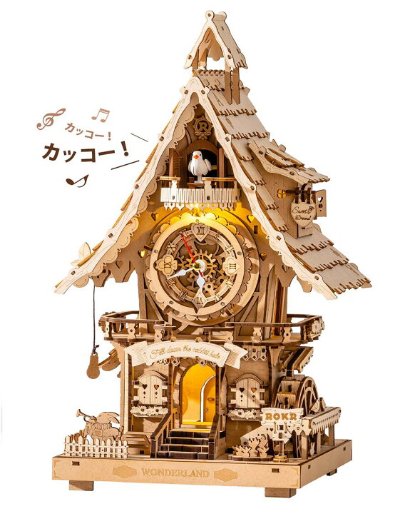 ウッドパズル diy 木製玩具 3d パズル 木製 大人向け Amazon ROBOTIME 立体パズル 木製 3D ウッドパズル ミニチュアハウス DIYキット オルゴール付き 癒しインテリア 大人の趣味 手作りキット おしゃれ雑貨 デスクインテリア 雰囲気ライト LED付き 可動式モデル 組み立て 工作キット クラフト 約10時間組立 メカニカル 模型