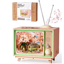 【全店10%OFFクーポン発行】立体パズル 3dパズル Rolife ウッドパズル 木製パズル オルゴール 手作り 桜の電車 桜の旅 和風インテリア ロマンチックな雰囲気演出 癒し 工作キット 子供 大人向け 女の子 誕生日 クリスマス 新年プレゼント