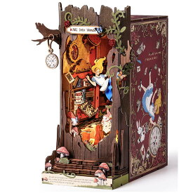 Rolife ブックヌック キット 立体パズル 3d ウッド パズル 木製手作りキット ミニチュア ドールハウス キット ブックスタンド 組立本棚装飾 LEDライト ミニワールド 初心者で可能 プレゼントに最適 公式販売 クリスマス