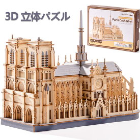 Rolife 3D 立体パズル 木製 建築 DIY ウッドパズル 木製 工作キット パリ大聖堂 DIY 暇つぶし ほぞ継ぎ式 接着剤不要 脳トレ 集中力 ストレス解消 親子 雰囲気作り インテリア小物 卒業式 誕生日 プレゼント ギフト