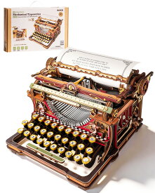 【2102円OFF 原価12100円】ROKR 立体パズル 3D木製パズル タイプライター タイピング可能 電池不要 インテリア装飾 可動式モデル 雰囲気作り 玄関 工作キット DIY 組み立て オルゴール 暇つぶし 知育玩具 中学生 大人向け 初心者に最適 ギフト 誕生日 公式