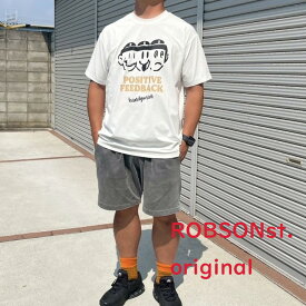 ROBSONst.　ロブソン　FACE-Tシャツ　メンズ　レディース　夏　オールシーズン　L　LL　XL　XXL　2L　3L　J-007　ロブソンオリジナルTシャツ　ロブソン　服　Tシャツ　ユニセックス　ゆったり　ホワイト　フロントプリント　プリントT　半袖　アメカジ　ストレッチ　伸びるT