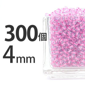 【楽天ランキング4位】手芸 300個 4mm クリア ピンク ソロバン ハンドメイド クリスタル×ピンクライン 素材 手作り【ビーズ パーツ チェコビーズ ガラスビーズ アクセサリー】