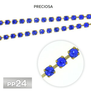 プレシオサ チェーン PP24 1m/10cm サファイヤ メッキナシ 生地 RAW PRECIOSA 連爪 デコ ネイル 手芸 パーツ ビジュー