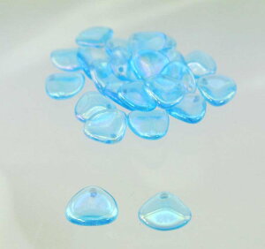 チェコビーズ ローズペタル 8/7mm アクアマリンレインボー プレストビーズ変形/ローズペタル アクセサリーパーツ ハンドメイドパーツ