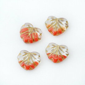 チェコビーズ グレープリーフ 13 11mm CRY レッド・G フラワー &リーフ 葉 手芸 アクセサリー ハンドメイド パーツ