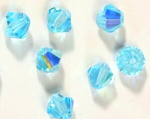 チェコビーズ スクエア ソロバン バイコーン マシンカット 4mm アクアマリンABマシンカット 4mm ガラスビーズ パーツ