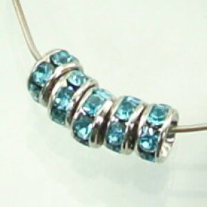 平ロンデル6ミリ アクアマリン/ロジウム【メタルパーツ/平ロンデル/6mm/アクセサリーパーツ/ハンドメイドパーツ】