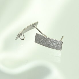 チタンポストピアススクエアロングカン付16.5/6.5ミリ ロジウムソフトシルバー【金具・チェーン/ピアス/アクセサリーパーツ/ハンドメイドパーツ】