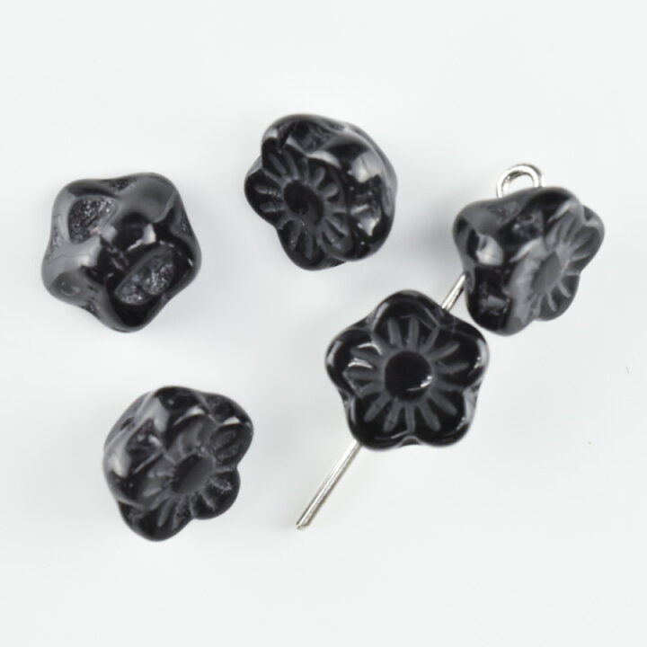 楽天市場 ビーズ パーツ チェコビーズ ガラスビーズ アクセサリー 30個 フラワー 花 ブラック 黒系 約8 5mm 5 5mm ハンドメイド 手芸 手作り 材料 素材 チェコビーズのローブル