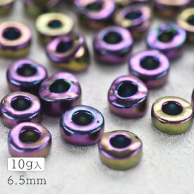 【チェコビーズ リング ガラスビーズ】【10g】【パープルアイリス メタリック系】【約6.5mm】 パーツ アクセサリー ハンドメイド 手芸 手作り 材料 素材