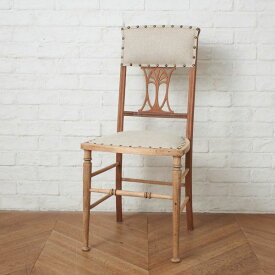 張替済 英国 アンティーク ダイニングチェア ストリップド 加工 鋲 マホガニー 木彫刻 イス 木製 椅子 イギリス 西欧 クラシック IZ71645F