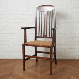 英国 アンティーク アーツ アンド クラフツ 木象嵌 アームチェア 飾り椅子 ダイニングチェア 木製 サイドチェア 椅子 クラシック IZ83168F
